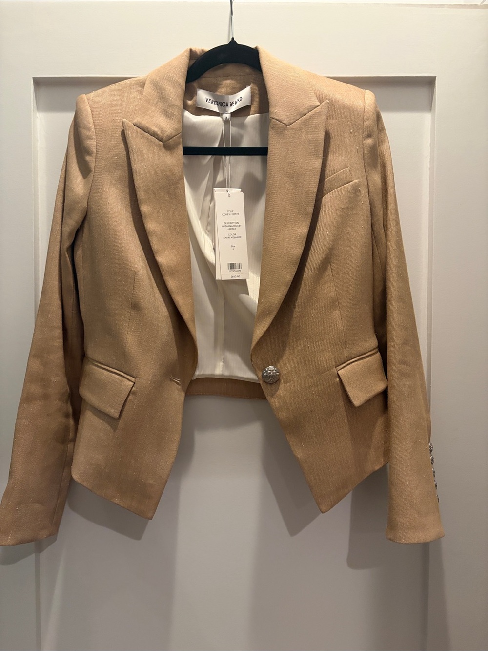 Veronica Beard Hosanna Dickey Jacket in Khaki Melange NWT